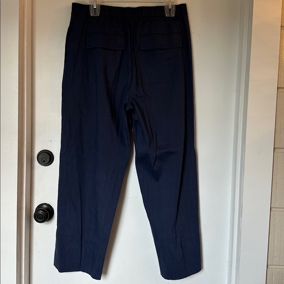 Theory Wide Leg Linen blend navy crop Pants size 10 - Picture 5 of 8